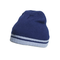 Winter hat on fleece dark blue with grey