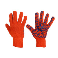 Knitted work orange gloves 